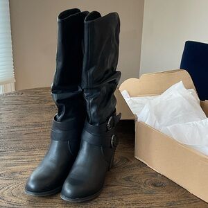 Journee Collection Sleek Black Heeled Boots